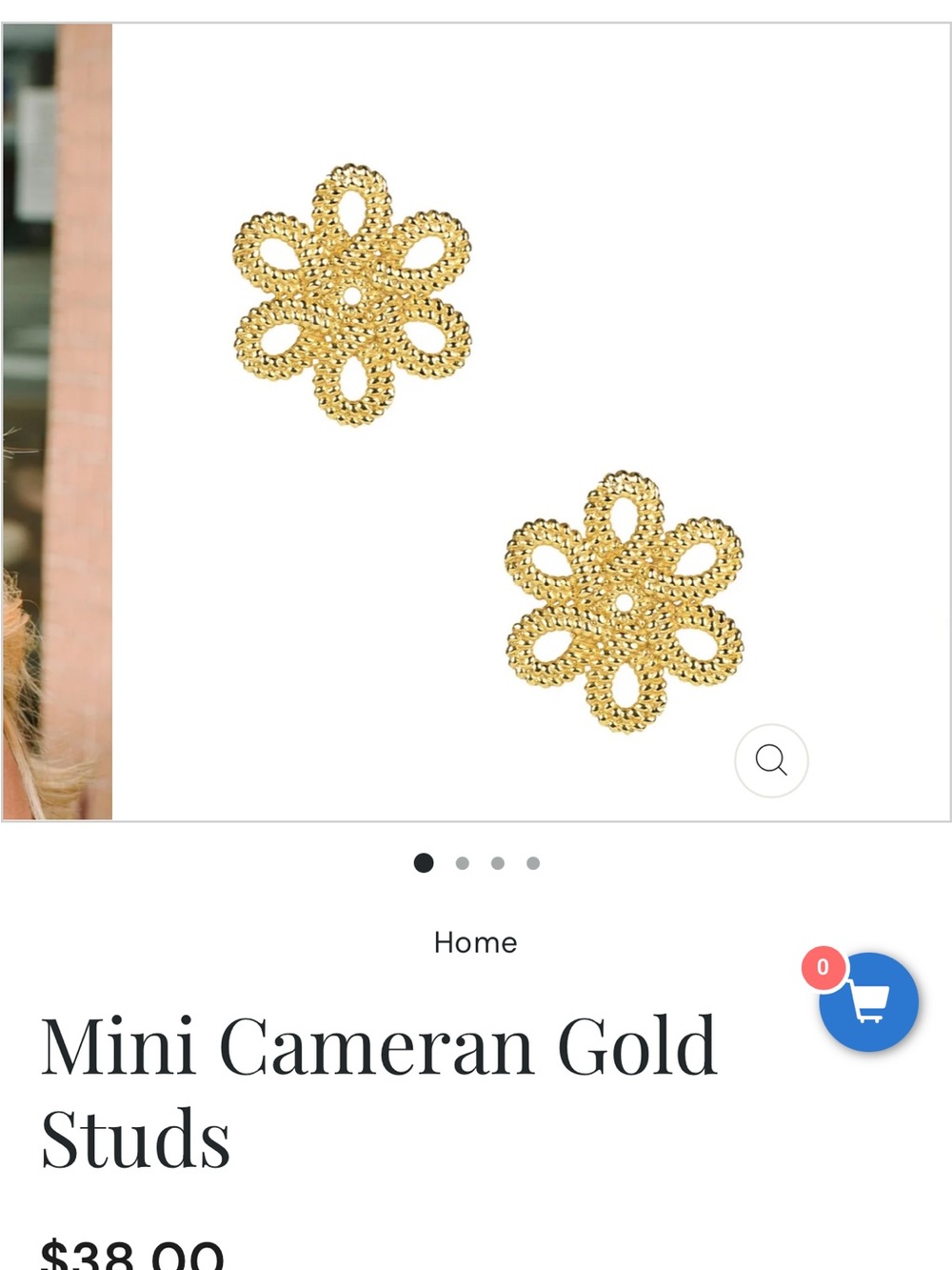 Gold Floral Loop-Detail Stud Earrings